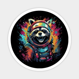 Stellar Blast: Colorful Space Raccoon Adventure Magnet